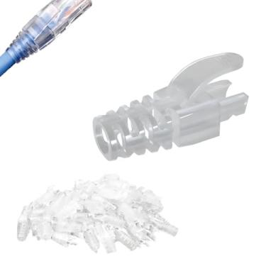 Imagem de Capa Protetora para Conector RJ45, Transparente, Snap-In, Compatível com Cat5e e Cat6, 100 Unidades - Proteção para Cabos de Rede