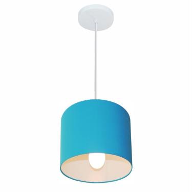 Imagem de Lustre Pendente Cilíndrico Md-4046 Cúpula Em Tecido 18x18cm Azul Turquesa - Bivolt