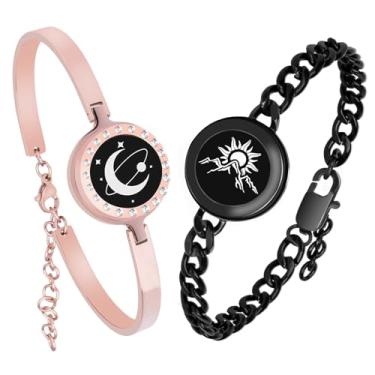 Imagem de EAOYAO Pulseiras de toque de longa distância, vibração e iluminação, controle remoto, inteligente combinando para casais, relacionamento de longa distância, namorada, namorado, festival, presentes