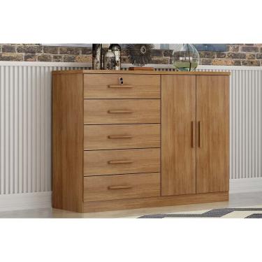 Imagem de Cômoda Casal Space c/ 2 Portas e 5 Gavetas Freijo Cumaru - Novo Horizonte