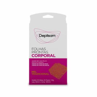Imagem de Folhas Prontas Para Depilação Corporal Depilsam Mel 20Fls