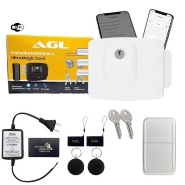 Imagem de Fechadura Eletrônica AGL Ultra Magic Card 13,56 MHz WiFi 42mm Comando de Voz e Aplicativo