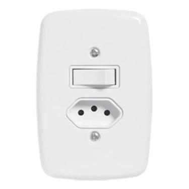 Imagem de Kit 5 Interruptor 1 Tecla Simples + Tomada 20A Pluzie Ideale