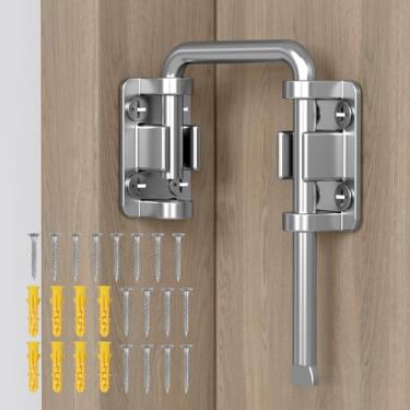 Imagem de SecureLatch Trava de porta deslizante, trava de porta de pátio de aço inoxidável de 2,36 polegadas para janela, celeiro, jardim, cerca, galpão, armário, portão duplo - trava de parafuso em U de