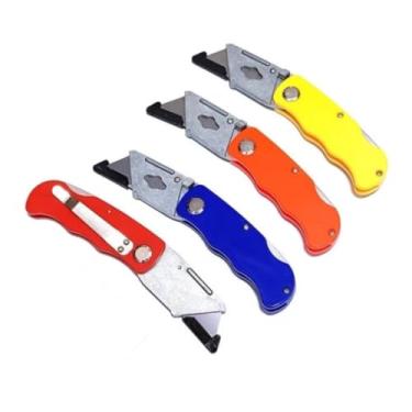 Imagem de Kit Estilete Dobrável Profissional com Troca Rápida de Lâmina - Faca de Utilidade Compacta, Segura e Multiuso para Caixa e Papelão (4)