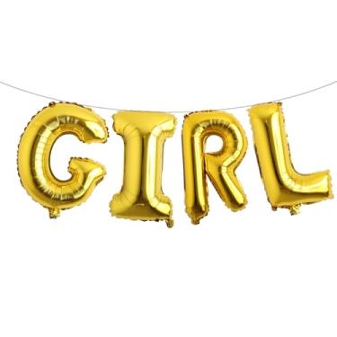 Imagem de Letras de balão de 40,6 cm para meninos ou meninas | Balões reveladores de gênero, decorações de revelação de gênero | Decorações de chá de bebê (ouro menina)