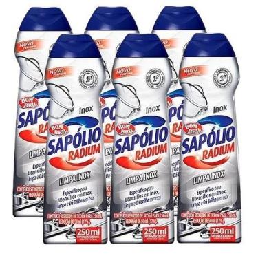 Imagem de 6 Saponáceo Cremoso Limpa Inox Sapólio Radium Squeeze 250ml