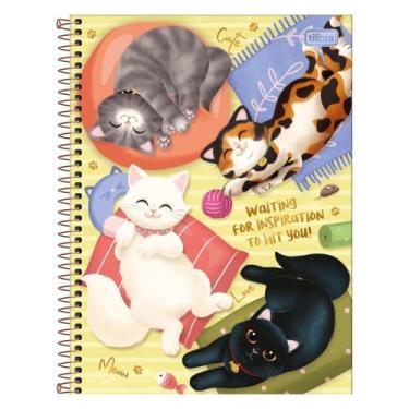 Imagem de Caderno Espiral Universitário 10 Matérias Purrfect Cat 160 Folhas Capa