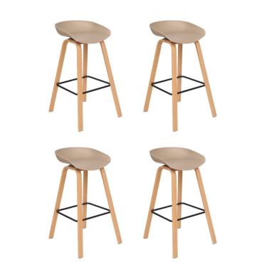 Imagem de Kit 4 Banquetas Alta Polipropileno Toledo Fratini  Cinza