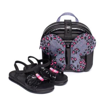 Imagem de Sandália Infantil Grendene Barbie Fly com Mochila Preto, Preto, 31
