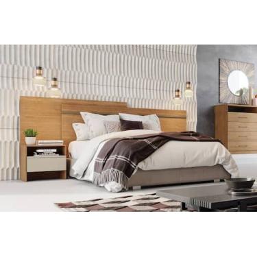 Imagem de Cabeceira para Cama Box Casal com 2 Mesas de Cabeceira - Prime-Cumaru 