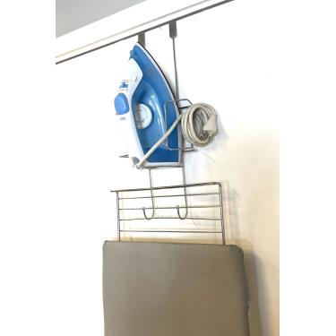 Imagem de Suporte Ferro de Passar Porta Tabua de Passar Cromado Organizador sem Furo