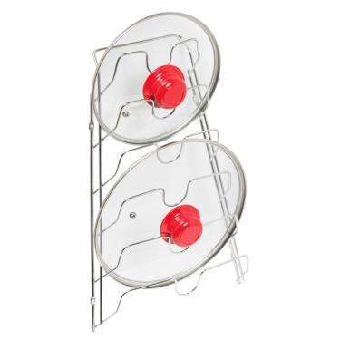 Imagem de Organizador Armário de Cozinha Porta Tampas de Panela Suporte Cromado