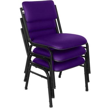 Imagem de Kit com 3 Cadeiras para Auditórios Linha Hotel Smart Roxo