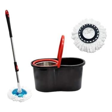 Imagem de Esfregão Mop Giratório com Balde 8L e Refil de Microfibra Limpeza Prát