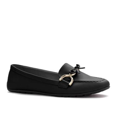 Imagem de Sapatilha Mocassim Feminino Clássico Sua Cia Preto em Napa com Fivela Dourada e Laço, Sapato Confortável para Uso Diário, Design Elegante (BR, Adulto, Numérico, 37)