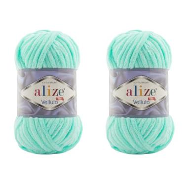 Imagem de Cobertor de bebê Alize Velluto 100% micropoliéster fio de veludo lote de 2 skn 150 jardas 2 x 100 gramas, peso do fio: super volumoso (19 - névoa oceânica)