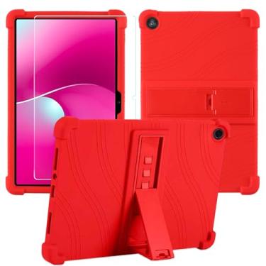 Imagem de Caweet Capa para tablet T-Mobile Revvl Tab 2 de 10,1 polegadas (2025) com protetor de tela de vidro temperado, resistente à prova de choque, proteção total, suporte ajustável, capa de silicone