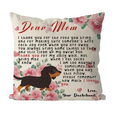 Imagem de Tian Zhun Dachshund Mom Gifts Fronhas de 45,7 x 45,7 cm Melhor Dachshund Mom Fronha Dachshund Amante Presentes Fazenda Almofadas Interior Sofá Capa de Almofada para Decoração de Sofá de Casa