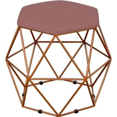 Imagem de Puff Aramado Bronze Six L02 Suede Rosê - LYAM DECOR