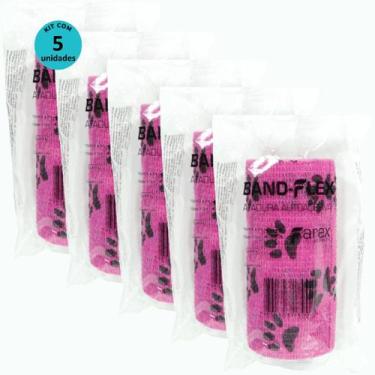 Imagem de Atadura 10cm Rosa Com Patinhas Band-Flex Autoadesiva Para Animais Fare