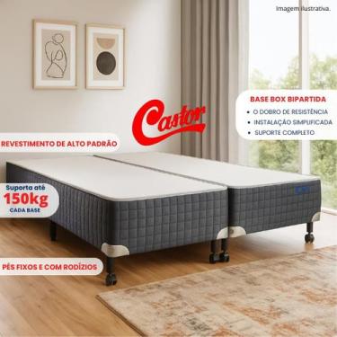 Imagem de Cama Box Castor Silver Star Cinza Casal Bipartido 138x188x40 Maior ref