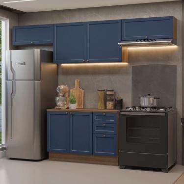 Imagem de Armário De Cozinha Completa 280 Cm Vik Madesa 01 Rustic/azul