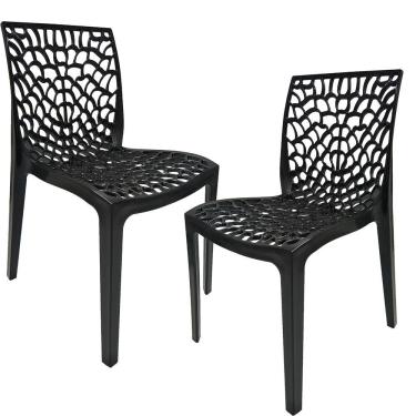 Imagem de Kit 02 Cadeiras Decorativas Sala de Jantar Gruvyer F03 Preto - Lyam Decor