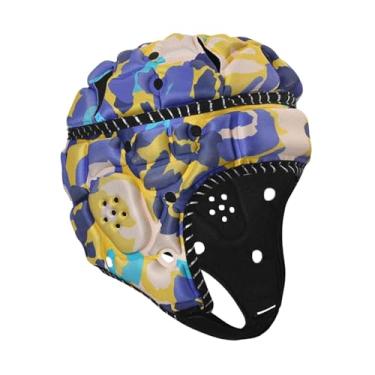 Imagem de Baoblaze Capacete de Rugby Infantil Ajustável Macio e Respirável Boné Esportivo Chapéu para Jogo de Futebol Americano Presente Chapéu de Goleiro Arremessador, Azul Amarelo