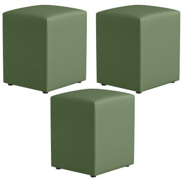 Imagem de Kit 03 Puffs Quadrado L02 Decorativo Facto Verde - Lyam Decor
