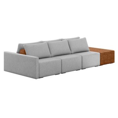 Imagem de Sofá Ilha 3 Lugares Living 402cm Modulado Lary Linho K01 Cor Cinza