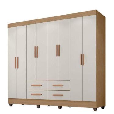 Imagem de Guarda Roupa Casal Porto 8 Portas Nature Off White - Móveis Leão