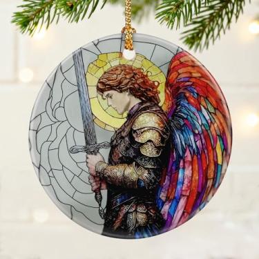 Imagem de Ornamento de Arcanjo Miguel | Enfeites de Natal, Enfeites de Árvore de Natal, Decoração de Férias, Decoração de Anjo Guerreiro | Presentes Religiosos, Presentes Cristãos | Presente Fiel, Presente de