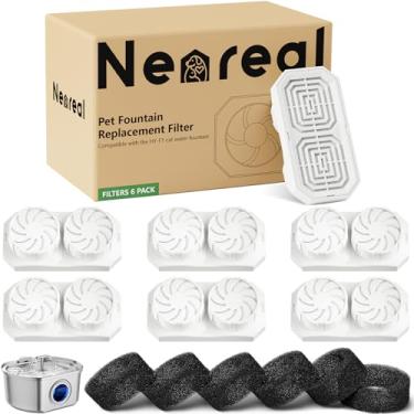 Imagem de Pacote com 6 filtros oficiais de substituição com esponjas de pré-filtro para fonte de água automática de aço inoxidável de 3,2 l de 3,06 g