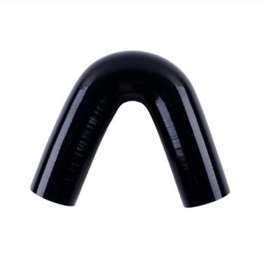 Imagem de XAJINGSU Comprimento da perna do cotovelo de 135 graus (170 mm), 4 camadas de espessura de parede de 5,4 mm, mangueira acopladora de silicone automotivo universal 11 cores (preto brilhante, ID 2,75