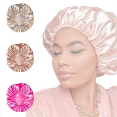 Imagem de Kit 3 Touca De Cetim Anti Frizz De Dormir Toque De Seda - NoBrand