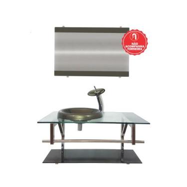 Imagem de Gabinete de Vidro 80cm para Banheiro Letónia - EKASA, Ouro Envelhecido