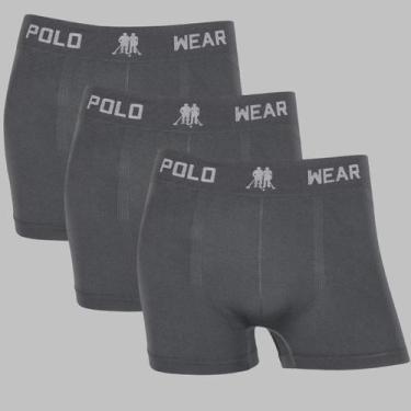 Imagem de Kit 3 Cueca Boxer Polo Wear Masculina Sem Costura Box Adulto, Cinza, M