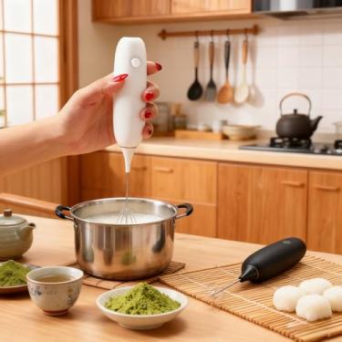 Imagem de 1 varinha de espumador de leite portátil, misturador de bebidas de aço inoxidável, mini máquina de espuma para lates, cappuccino, matcha e chocolate quente