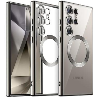 Imagem de JETech Capa Claro Macia para Samsung Galaxy S24 Ultra 6,8 Polegadas, Proteção Lente da Câmera, Compatível com Carregamento Sem Fio MagSafe, Case de TPU Galvanizada à Prova Choque (Titânio Cinza)