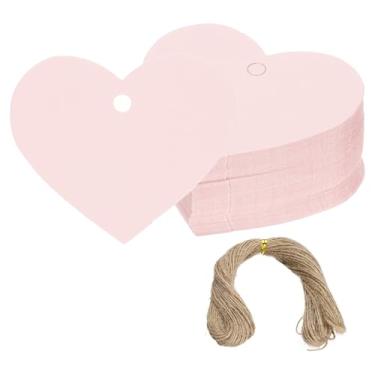 Imagem de PATIKIL Etiquetas de presente com cordão, 200 peças de etiquetas de papel em branco em forma de coração etiquetas para embrulho de presente com barbante de juta para lembrancinhas de festa de