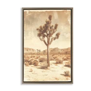 Imagem de Stupell Industries Southwest Landscape Lone Tree Brown Framed Floater Canvas Wall Art, design by Petal Prints Design, 25 x 17