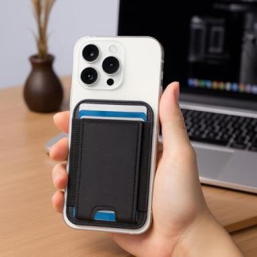 Imagem de Carteira magnética mais forte compatível com iPhone – capa de cartão fina e extensível para smartphones, suporte para 5 cartões, carteiras magnéticas para telefone
