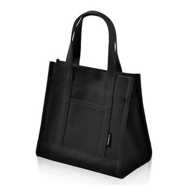Imagem de Chamboise Mini sacola – Bolsa de lona elegante e compacta com fecho de pressão, ideal para uso diário e passeios casuais, Preto (lona resistente – autônoma)