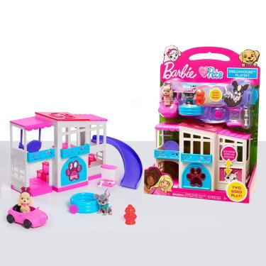 Imagem de Conjunto de brinquedos Toy Barbie Pet Dreamhouse de 2 lados com 10 peças e animais de estimação