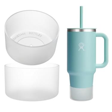 Imagem de OAWEEN 2 peças de bota de silicone para copo de viagem Hydro Flask 1,134 g 947 g capa protetora anti-arranhões para garrafa Hydroflask diâmetro inferior de 7 cm a 8,15 cm capa transparente