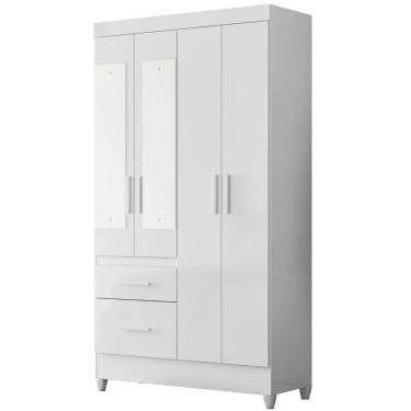 Imagem de Guarda Roupa Solteiro Madri 4p Espelho 110 Cm Branco Flex Moval Branco Flex