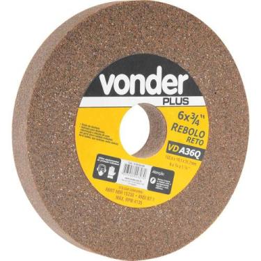 Imagem de Rebolo Reto 6 X 3/4 Grão 36 Marrom Plus Vonder