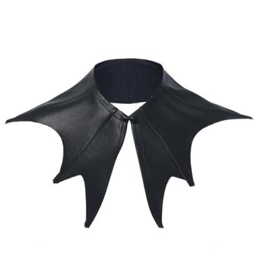 Imagem de UniqKaliber Colar de couro gótico com gola de morcego, gargantilha de couro sintético, acessórios de Halloween para mulheres e homens, Preto, Regular
