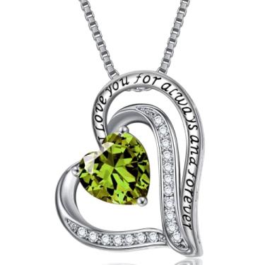 Imagem de Colares com pingente de cristal de pedra do mês de nascimento para mulheres, presente de aniversário dos namorados, dia das mães, colar de namorada, joia de coração de filha, aniversário para ela, ON